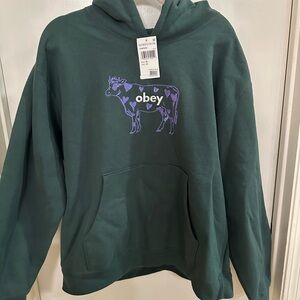 Obey Green Hoodie with Purple Graphic
